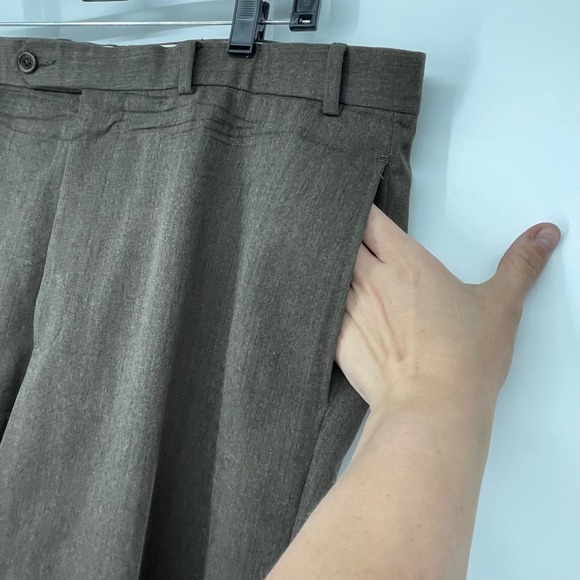 Brooks Brothers 346 Men Wool Dress Pants Size 38x30 Brown Flat Front Classic Fit - Picture 4 of 4